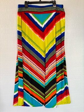 John Paul Richard XL Colorful Chevron Stripe Maxi Skirt Boho Festival